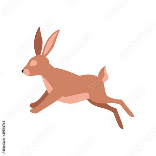 cartoon rabbit jumping icon, flat design