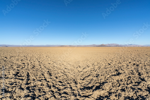 Mud flats at Soda dry lake in the Mojave desert near Baker, California. 