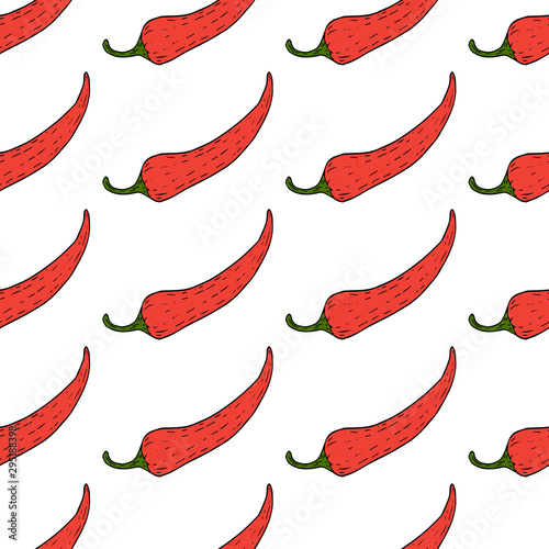 Red chili pepper pattern isolated on white background