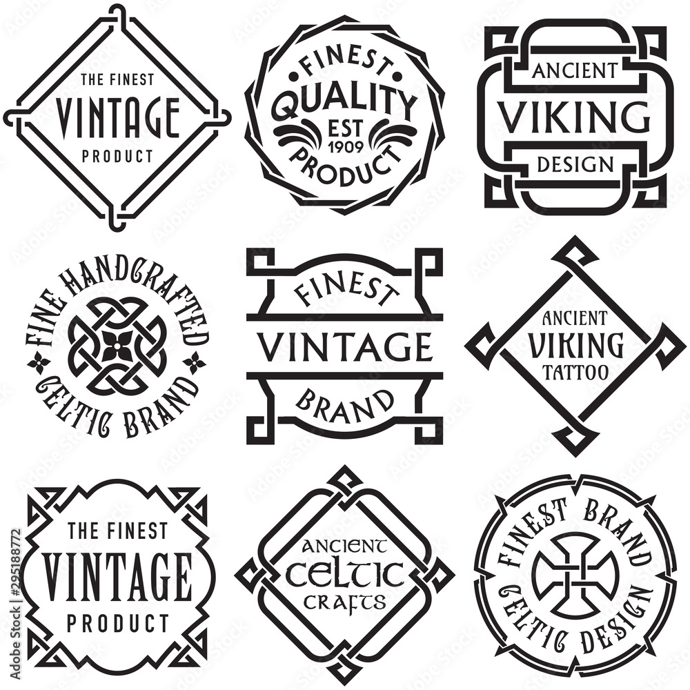 Vector Set of Celtic Knotwork Vintage Labels