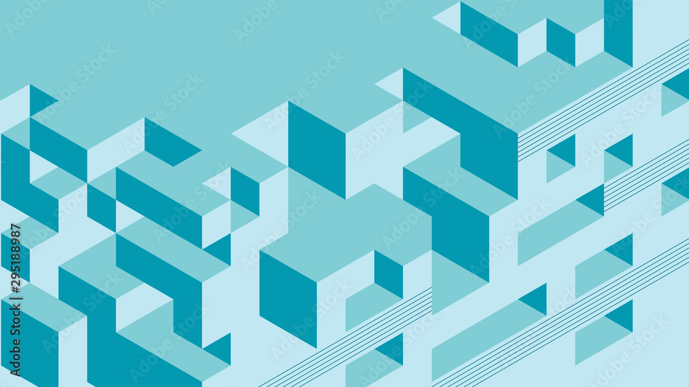 Abstract background with isometric elements of a cube box. With retro or vintage colors. Background for posters, banners, flyers, and website landing pages.
