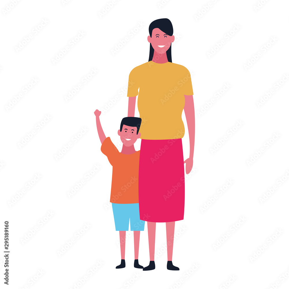 mother and daughter standing icon, flat design mother and daughter standing icon, flat design