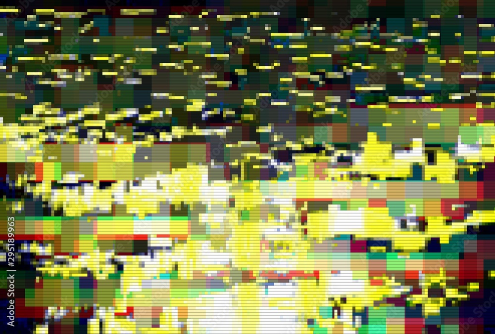 Glitch pixel digital pattern noise, modern vhs.