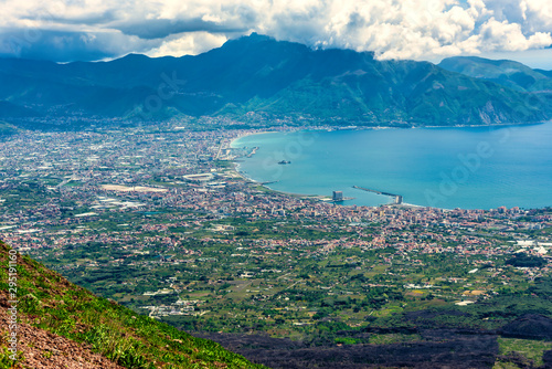 The Italian city of Pompei viewed from Mount Vesuvius