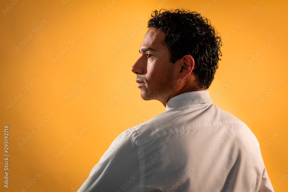 Charro Mexican young man dressed in typical custom Mariachi White Blue Yellow Charro Mexican young man dressed in typical custom Mariachi White Blue Yellow