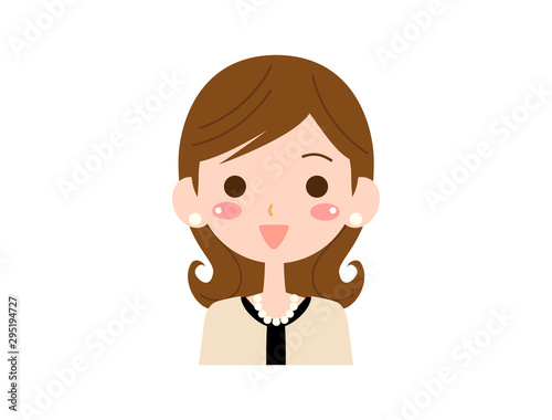 女性　顔　バストショット