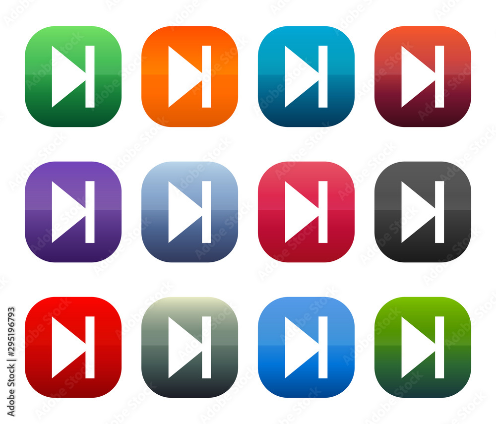 Next track icon shiny square buttons set illustration design Next track icon shiny square buttons set illustration design