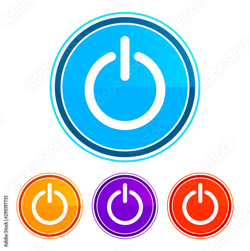 Power icon flat design round buttons set illustration design
