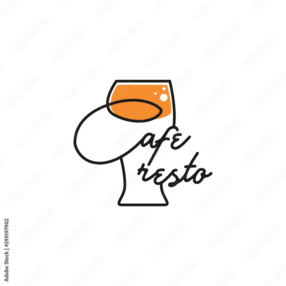 Lemon juice drink logo with clean simple line art style - food drink restauran cafe and bar logo
