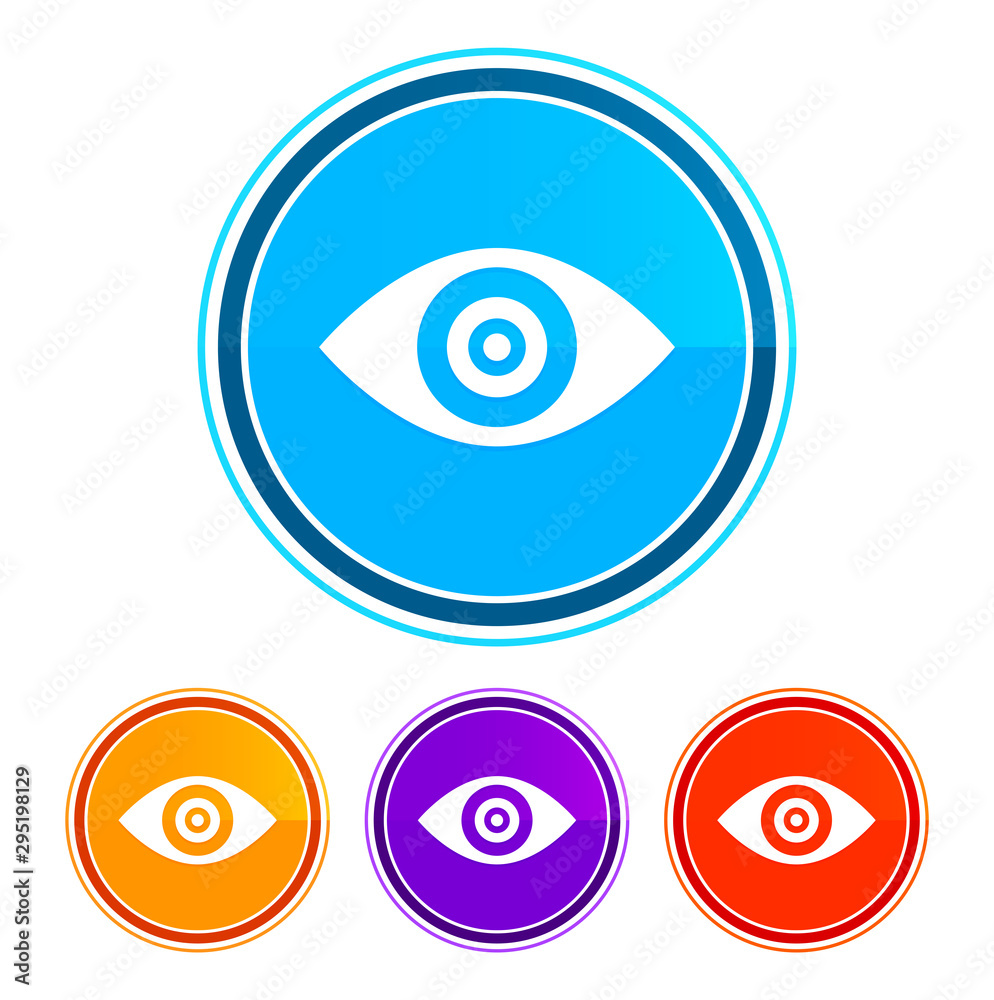 Eye icon flat design round buttons set illustration design Eye icon flat design round buttons set illustration design