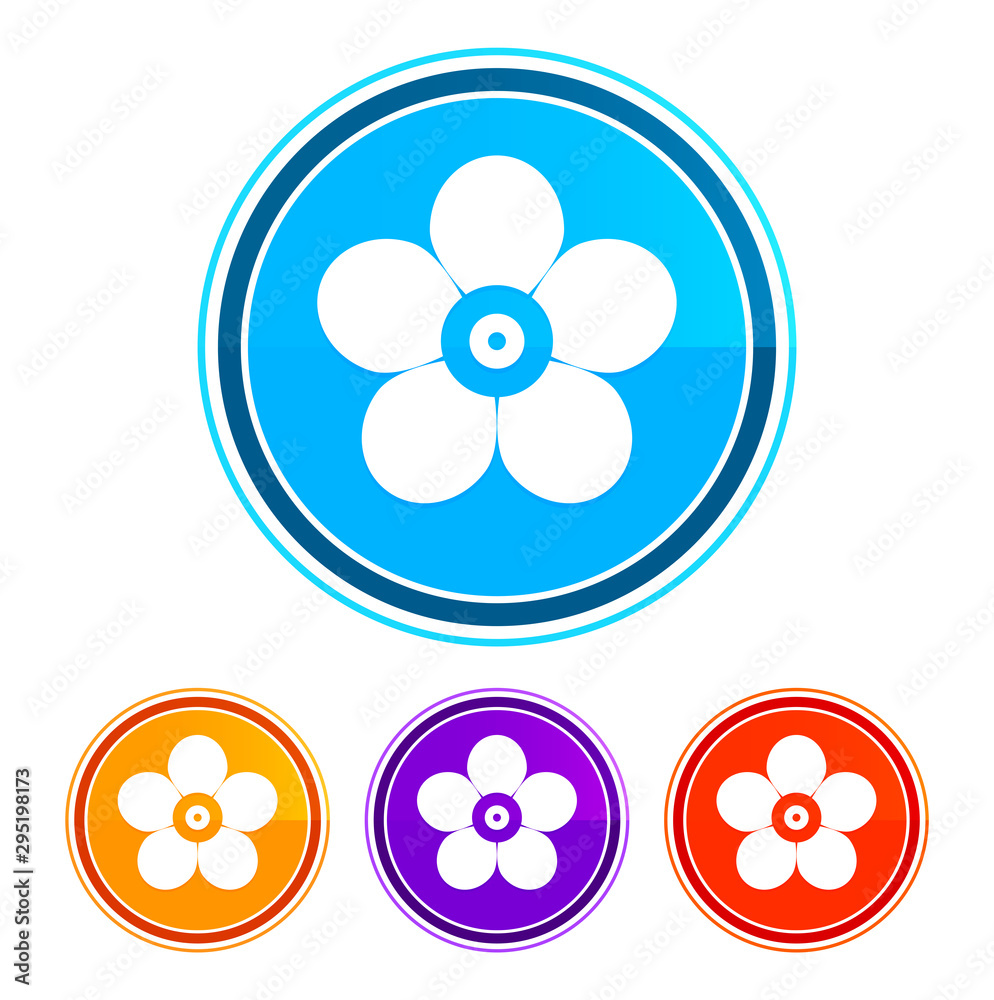 Leafy flower icon flat design round buttons set illustration design Leafy flower icon flat design round buttons set illustration design