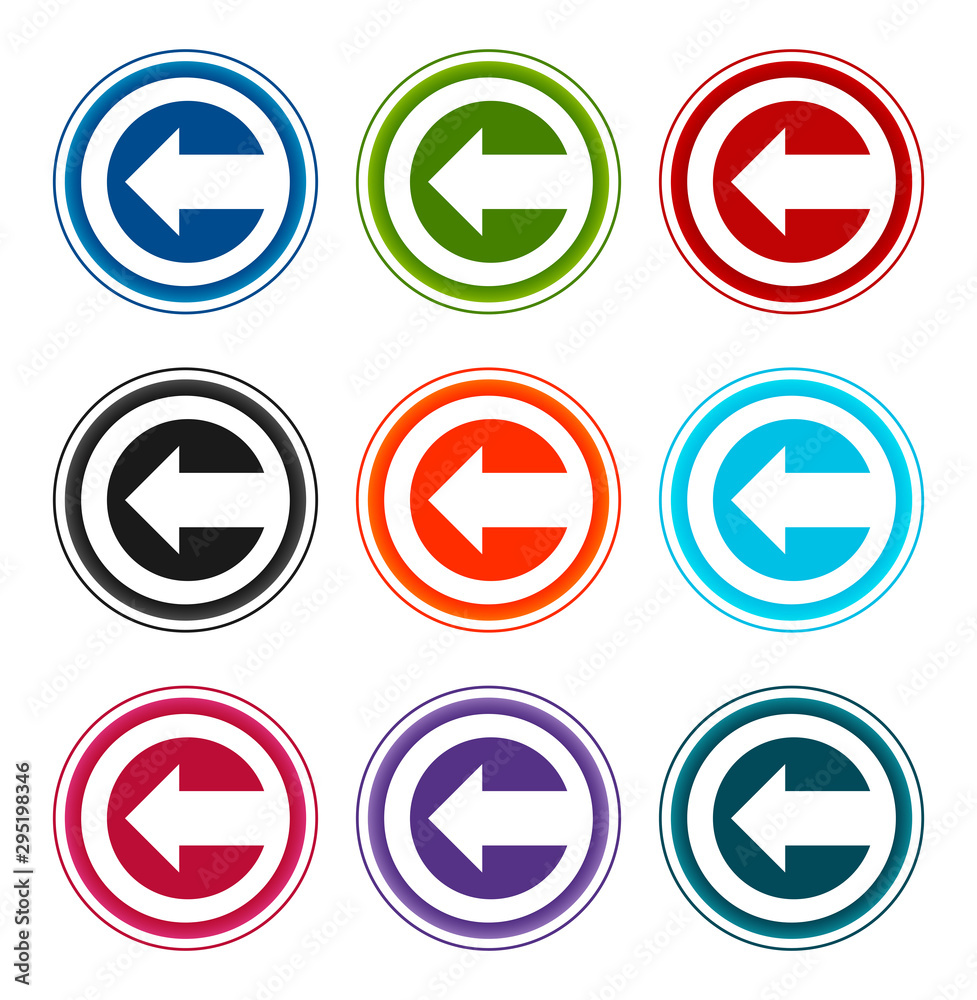 Back arrow icon flat round buttons set illustration design Back arrow icon flat round buttons set illustration design