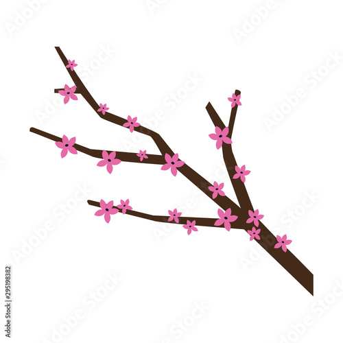 blossom tree branch icon, flat design