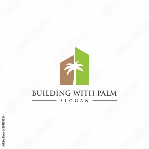 real estate logo building with palm
