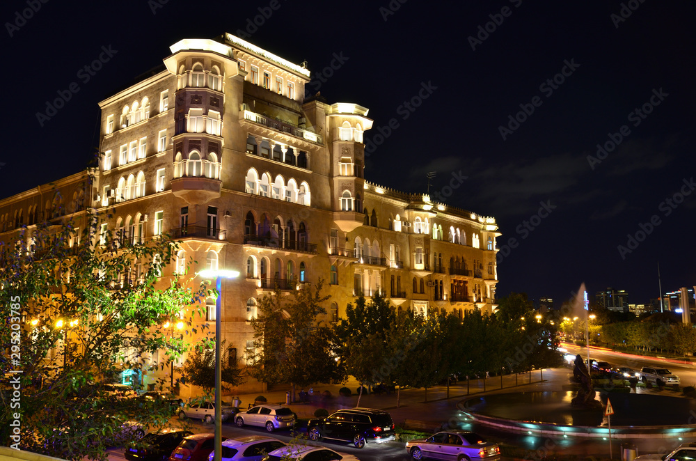 Evening view of Baku from the Highland Park.Azerbaijan