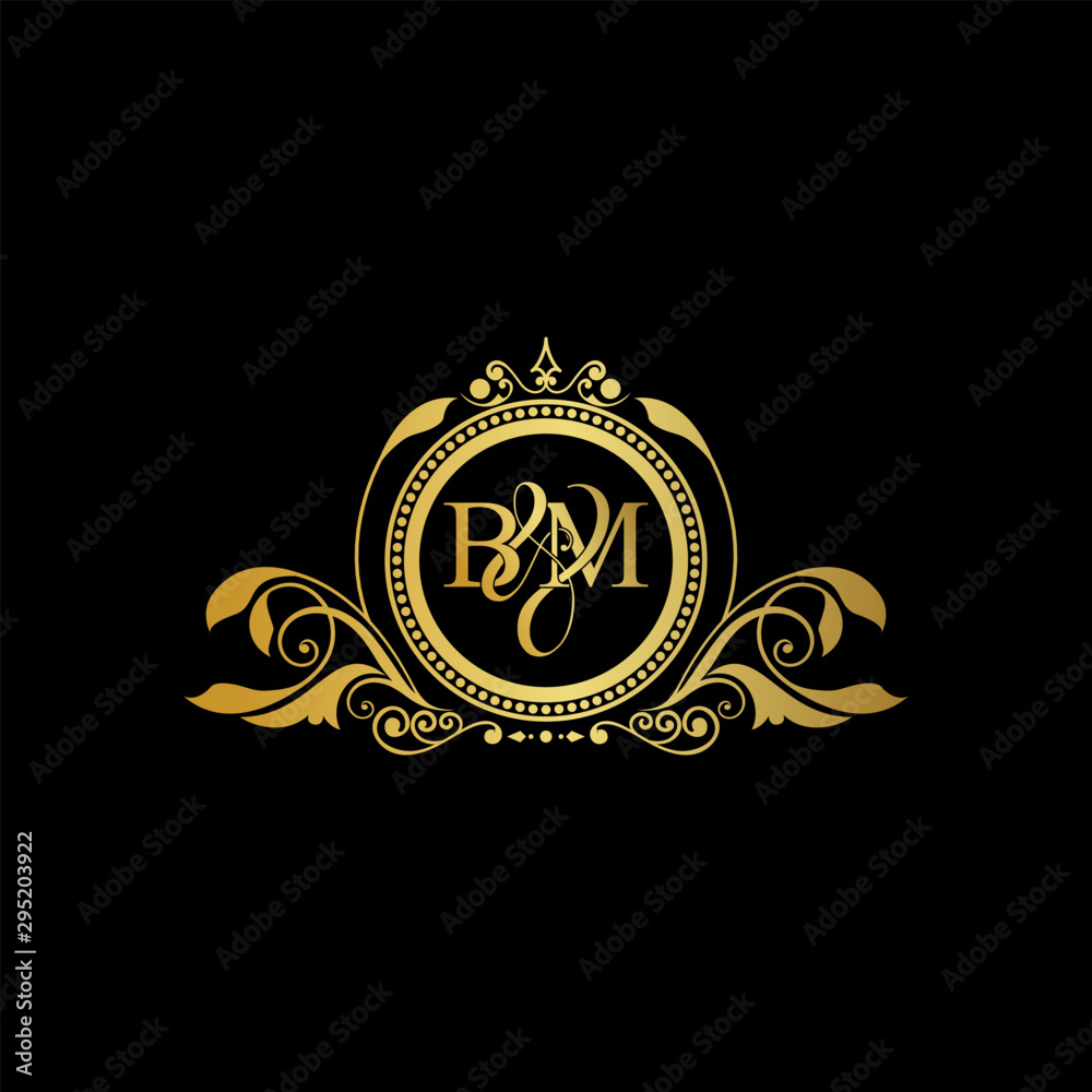 Obraz premium Initial Letter BB logo luxury vector mark, gold color elegant classical symmetric curves decor.
