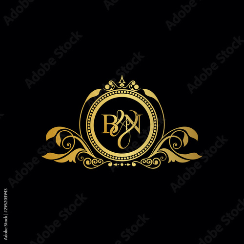 Initial Letter BB logo luxury vector mark, gold color elegant classical symmetric curves decor.