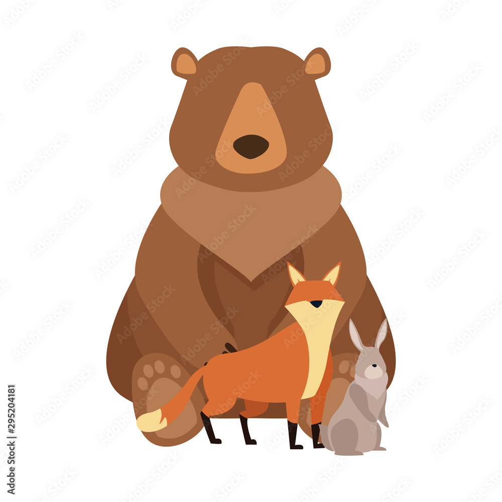 Cartoon wild bear and animals design