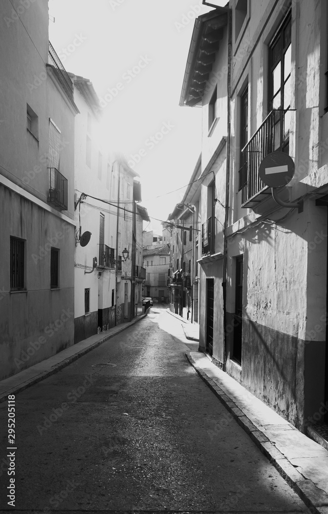 Fotografía en blanco y negro de Xativa, Valencia.