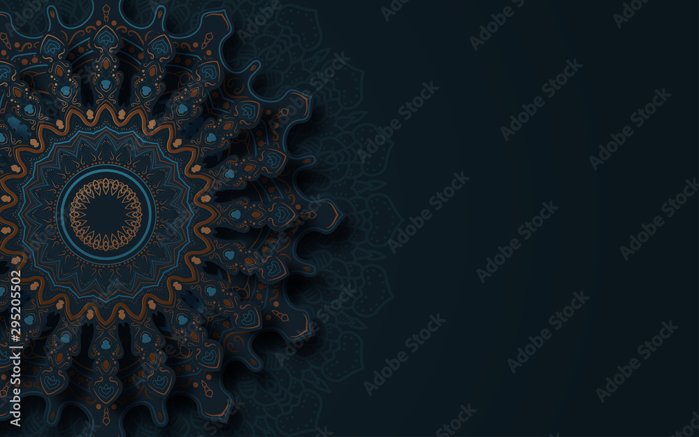 © Malika - Decorative background with ornamental elements in oriental style. Vector illustration