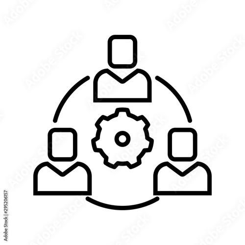 Team work icon. Outline thin line. Isolated on white background.