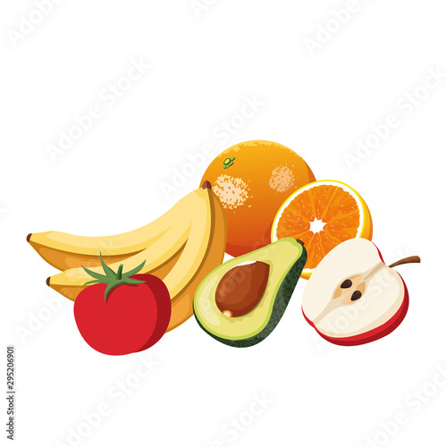 Fototapeta Naklejka Na Ścianę i Meble -  avocado and healthy fruits design