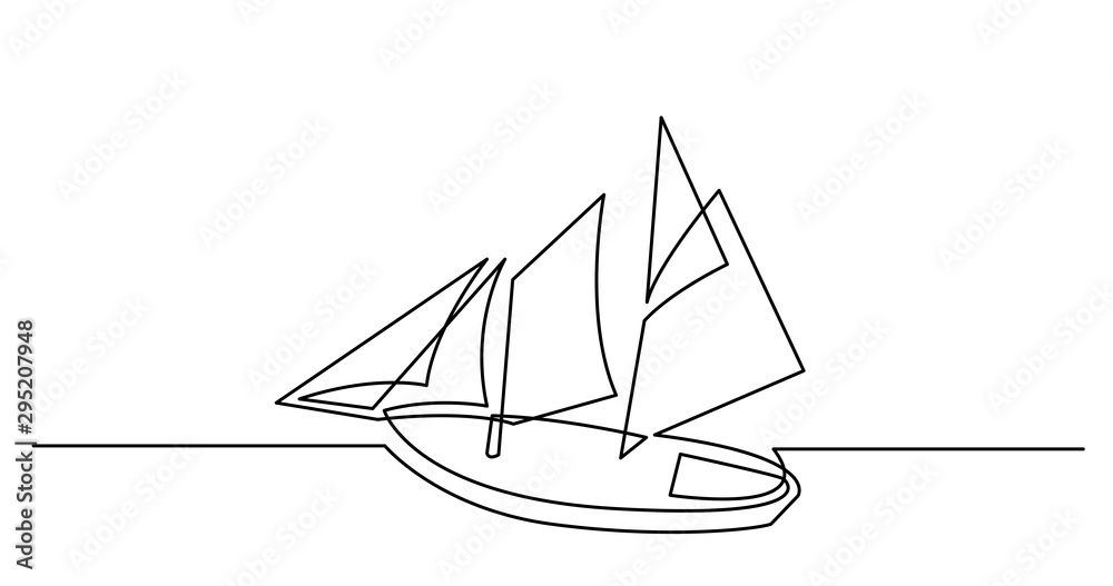continuous line drawing of beautiful tall ship sailing on sea continuous line drawing of beautiful tall ship sailing on sea
