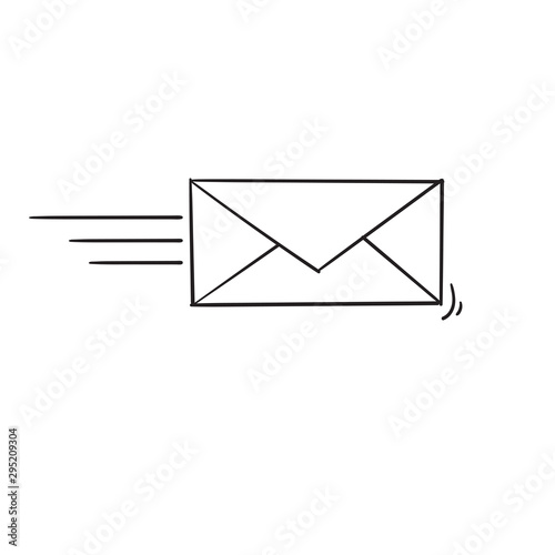 Send letter, Envelope, Message email, with doodle handdrawn style