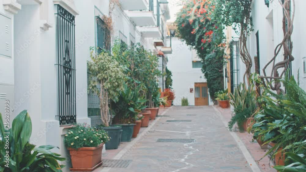 4K Marbella traditional old town street with greenery and white walls, Andalusia 4K Marbella traditional old town street with greenery and white walls, Andalusia