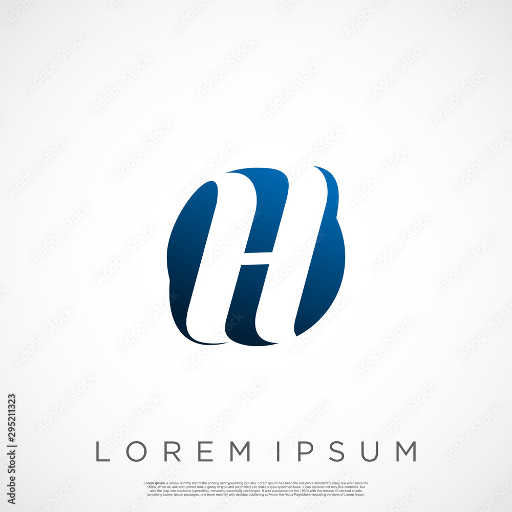 Initial H Letter Logo Monogram Rounded Shape Vector Template.