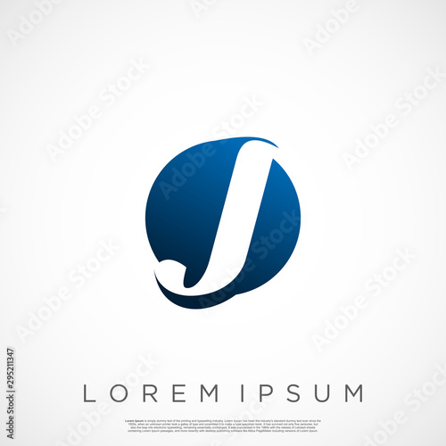 Initial J Letter Logo Monogram Rounded Shape Vector Template.