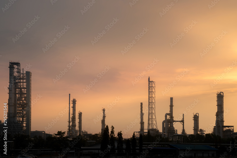 Oil refinery plant in morning sunrise for your work .