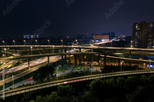 The Shuangqiao Overpass in Nanjing City in the Night Seen from Above © SN