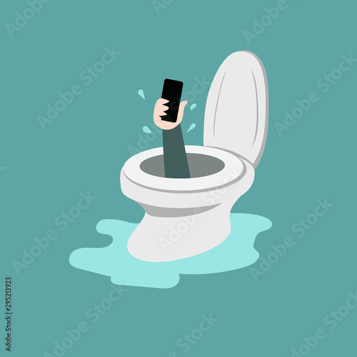 smartphone in toilet bowl
