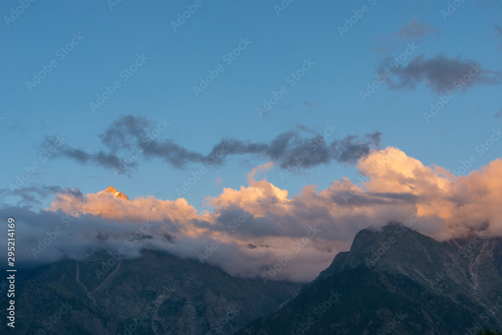 Magical Sunset over Kinnaur Kailash at Kalpa,Himachal Pradesh,India