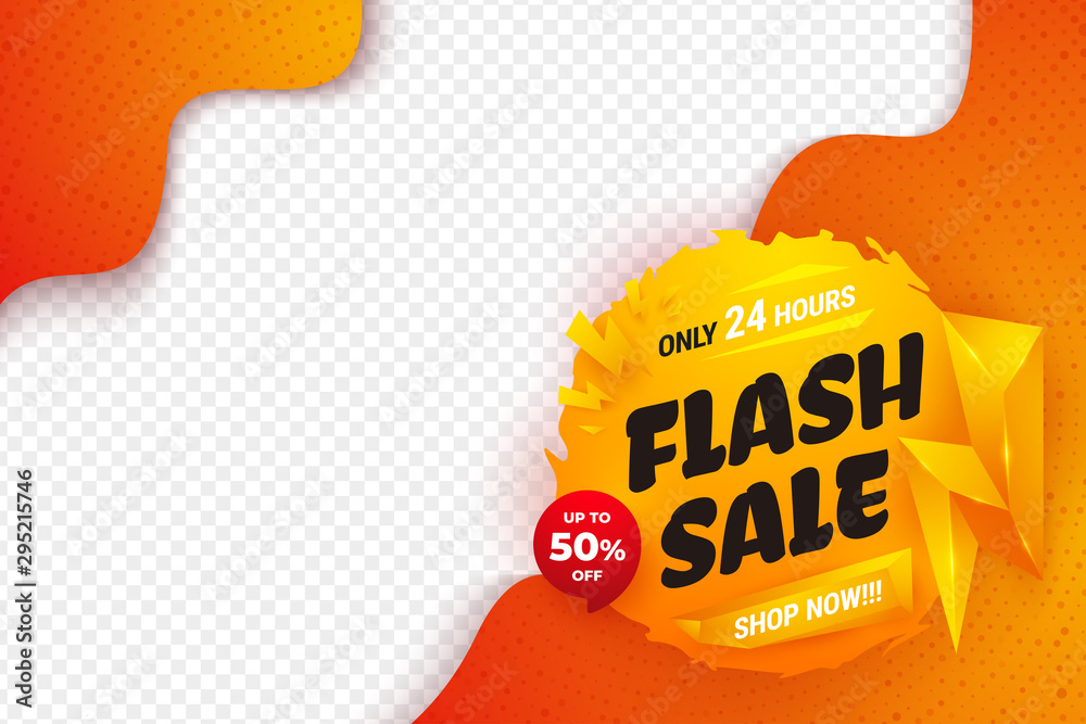Flash sale background with orange, yellow, and red color. Sale banner template design. - obrazy, fototapety, plakaty 
