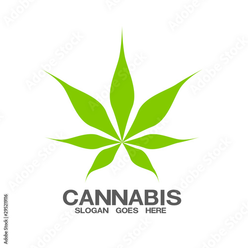 Marijuana and cannabis leaf green nature logo and symbol template Vector