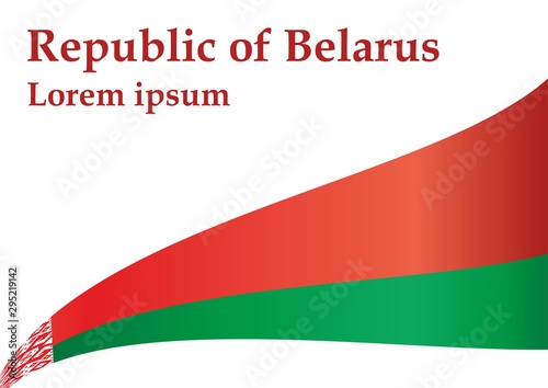 Flag of Belarus, Republic of Belarus. Template for award design, an official document with the flag of Belarus and other uses. Bright, colorful vector illustration.