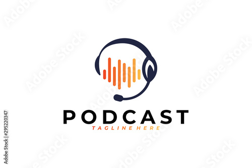 podcast audio logo icon vector isolated
