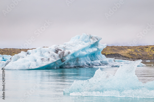 Blue icebergs in Glacier Lagoon in Iceland