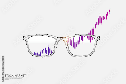The particles, geometric art, line and dot of eyeglass