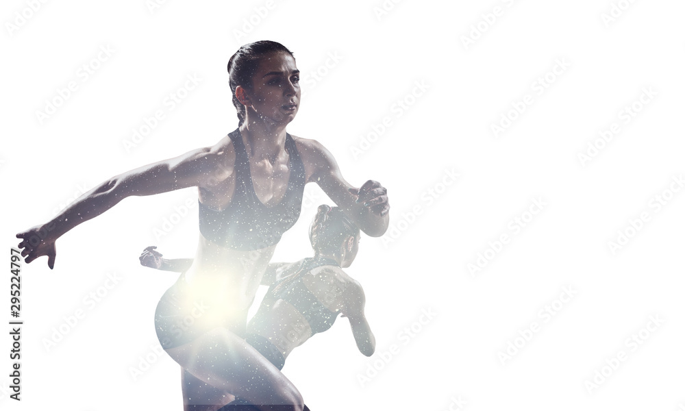 Abstract concept of running young sportswoman Abstract concept of running young sportswoman