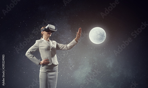 Young female in virtual reality