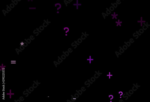 Dark Pink vector background with arithmetic signs.