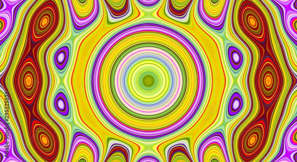 Psychedelic symmetry abstract pattern and hypnotic background, zine culture crazy.