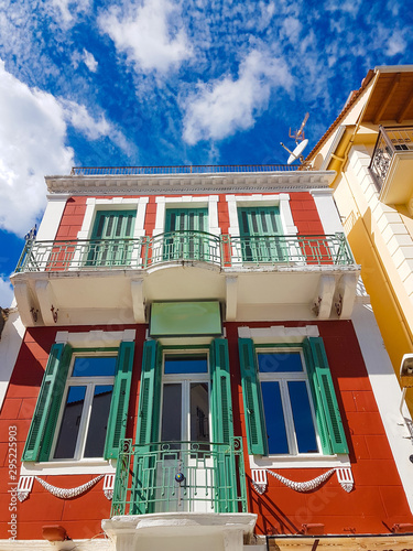 Parga city in October sea buildings tourist resort in greece photo