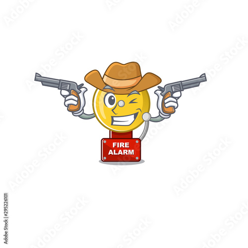 Cowboy fire alarm stuck the cartoon wall