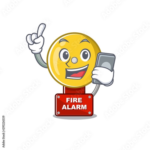 With phone fire alarm stuck the cartoon wall