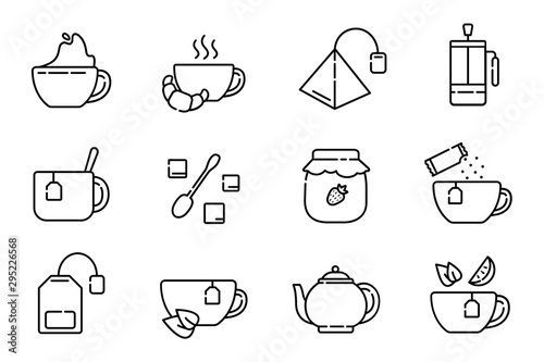 Tea Coffee Outline Icons 
