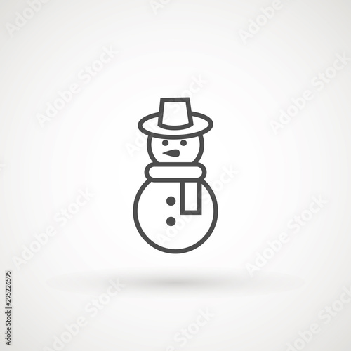 Snowman icon vector illustration on white background for Christmas design. Snowman xmas icon.